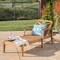 GDFStudio Thalia Outdoor Teak Finished Acacia Wood Chaise Lounge